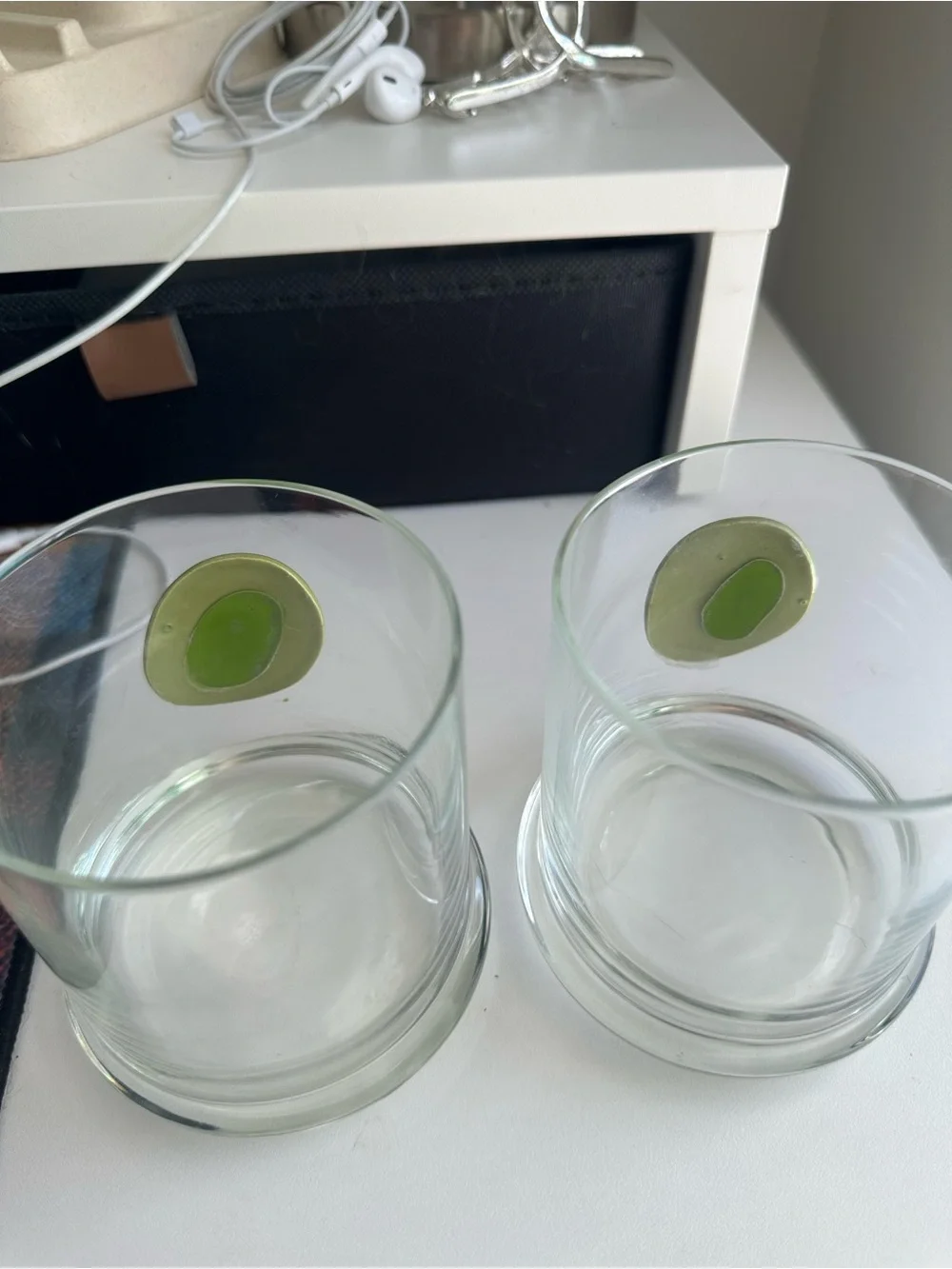 Olive Accent Double Rocks Glasses - Set of 2